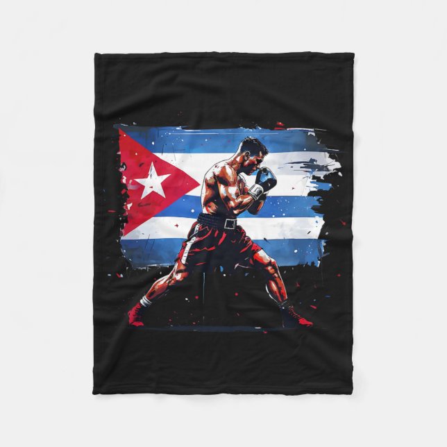 Cobertor De Velo Boxer cubano - Luvas do Orgulho Cuba Boxando Caixa (Frente)