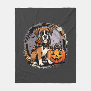 Cobertor De Velo Boxer Dog Halloween Abóbora Sublimação