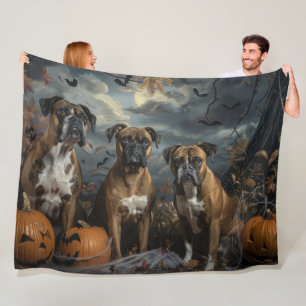 Cobertor De Velo Boxer Halloween Night Doggy