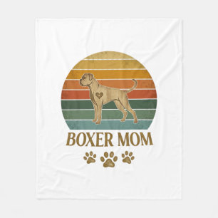 Cobertor De Velo Boxer Mãe Cachorro Retro Pôr do Sol Pegadas_1