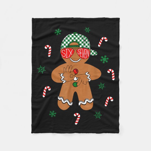 Cobertor De Velo Boys Mens Christmas 6 7 Gingerbread Funny Meme Six (Frente)