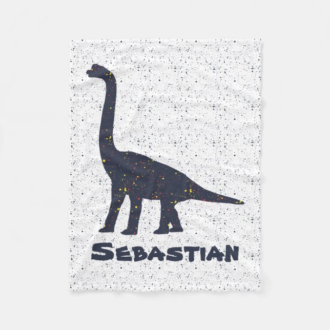 Cobertor De Velo Brachiosaurus - Nome Personalizado Fleece Blanket, (Frente)