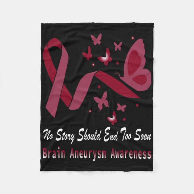Cobertor De Velo Brain Aneurysm Awareness Butterfly Burgundy Ribbon (Frente)