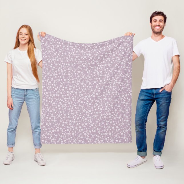 Cobertor De Velo Branco em Mauve | Padrão de Estrelas Lino Impressã (In Situ)