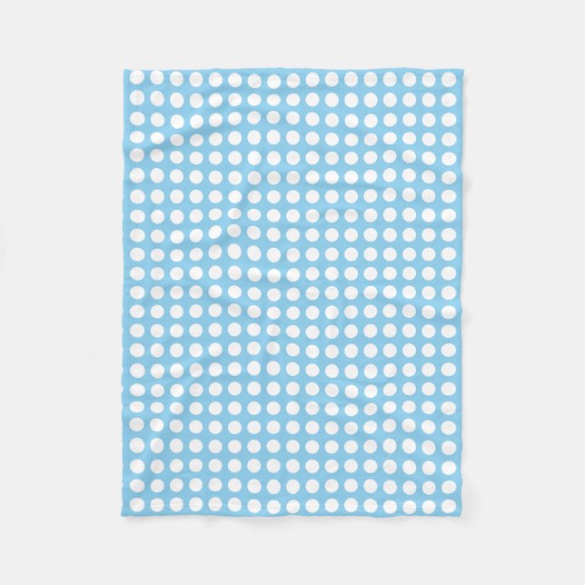 Cobertor De Velo Branco sobre Bolinhas Horizontais Médias Azul Bebê (Frente)