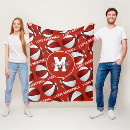 Cobertor De Velo branco vermelho eu amo o time de basquetebol cores