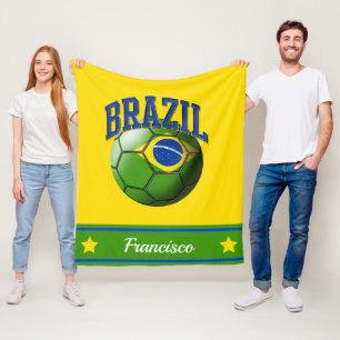 Cobertor De Velo Brasil: Bola de Futebol Bandeira Nome
