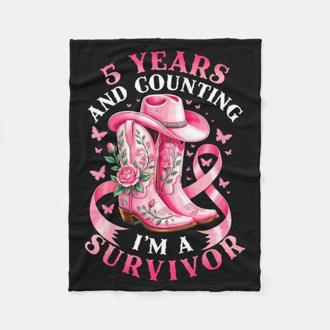 Cobertor De Velo Breast Cancer 5 Years Survivor Nk Ribbon Cowgirl G (Frente)