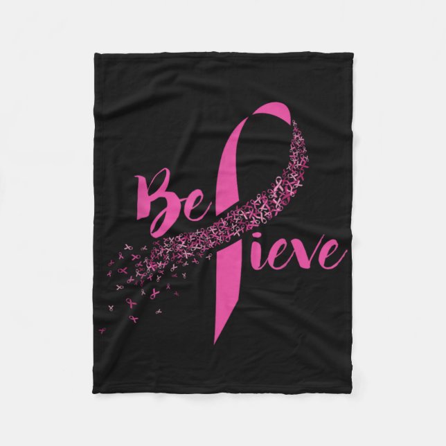 Cobertor De Velo Breast Cancer Awareness Insrational Believe  (Frente)