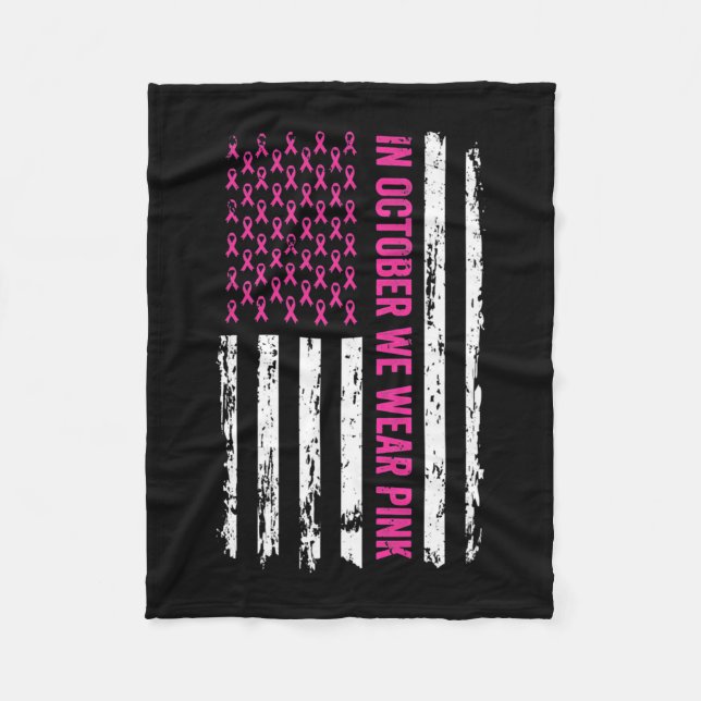 Cobertor De Velo Breast Cancer Awareness Ribbon Flag In October We  (Frente)