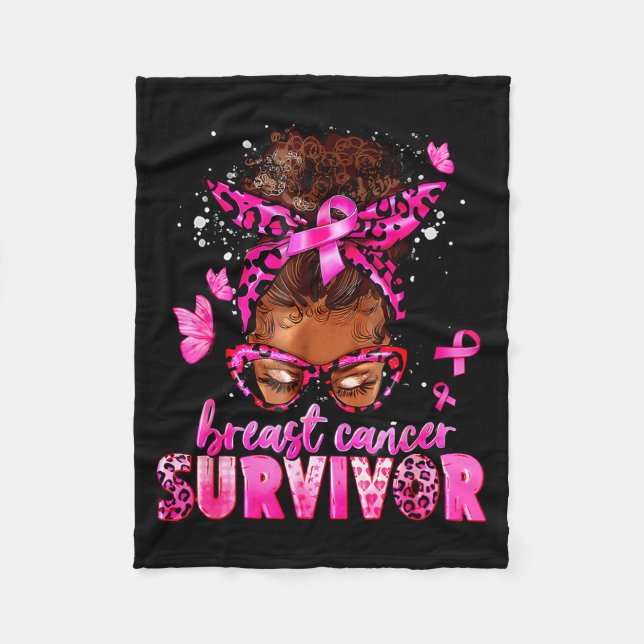 Cobertor De Velo Breast Cancer Awareness Survivor Black Women Melan (Frente)