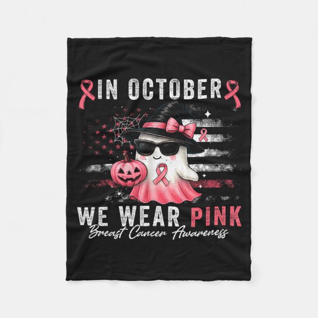 Cobertor De Velo Breast Cancer Halloween In October We Wear Nk Us F (Frente)