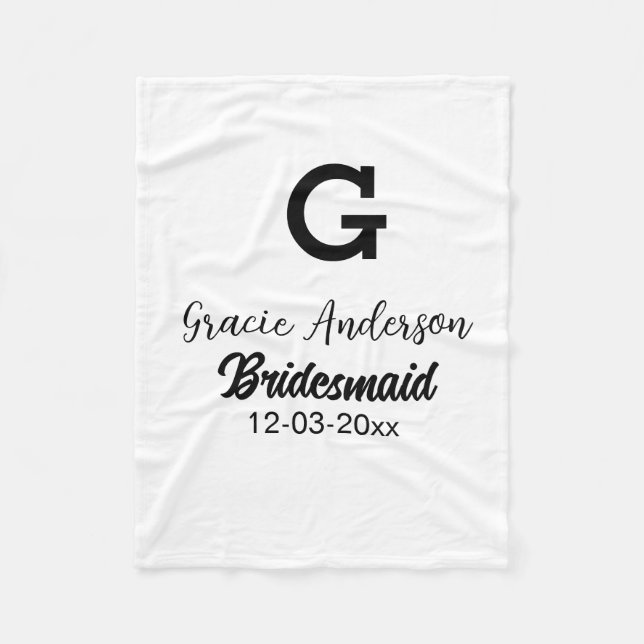 Cobertor De Velo Bridesmaid adiciona nome monograma simples e moder (Frente)