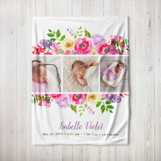Cobertor De Velo Bright Blooms 3 Photo Baby Name