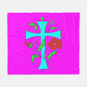 COBERTOR DE VELO BRIGHT BUST CROSS DESIGN COM FLORES