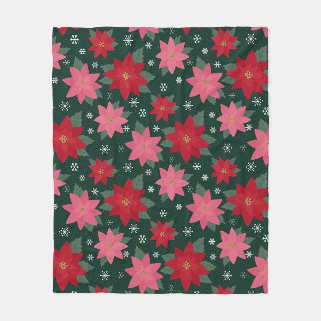 Cobertor De Velo Bright Preppy Christmas Poinsettias Throw Blanket (Frente)