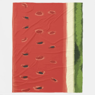 Cobertor De Velo Bright Red Watercolor Watermelle Fleece Blanket