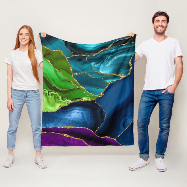 Cobertor De Velo Brilhante azul, roxo e verde de agitação de pavão (In Situ)