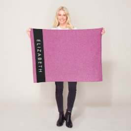 Cobertor De Velo Brilhante Rosa, Fundo Glitter, Seu Nome