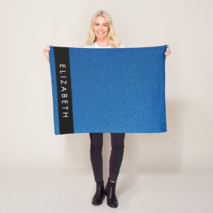 Cobertor De Velo Brilho Azul, Fundo da Glitter, Seu Nome