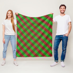 Cobertor De Velo Brilho de Xadrez Vermelha e Verde