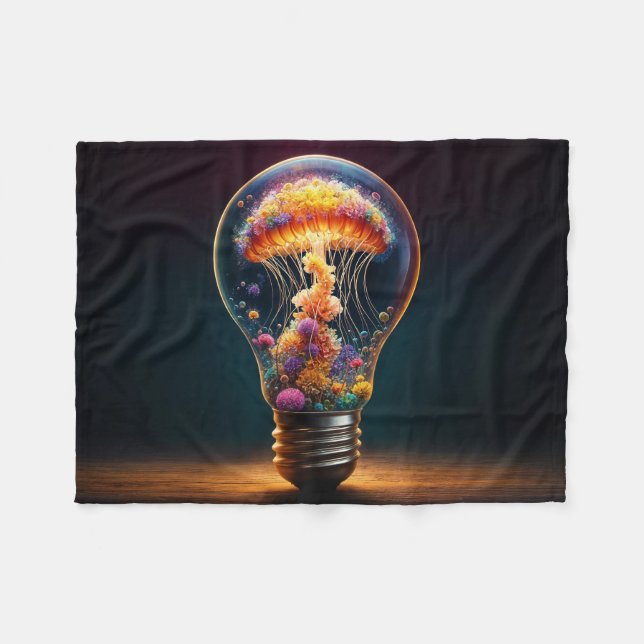 Cobertor De Velo Brilho elétrico de águas-vivas bioluminescentes vi (Frente (Horizontal))