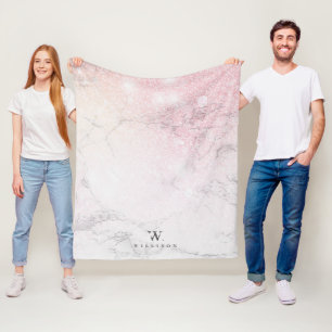 Cobertor De Velo Brilho personalizado do rosa do mármore
