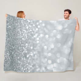 Cobertor De Velo Brilho Prata Branco Bokeh Glam Moderno Brilho