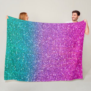 Cobertor De Velo Brilho Rosa Azul Turquesa e Roxo