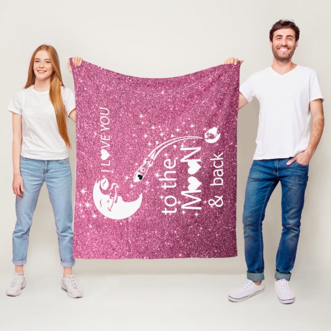 Cobertor De Velo Brilho Rosa | Eu Te Amo Até a Lua (In Situ)