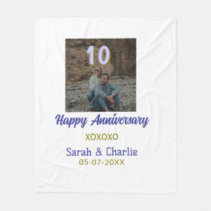 Cobertor De Velo Brinde a 10 anos feliz aniversário roxo dourado