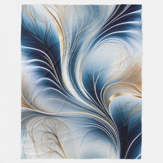 Cobertor De Velo Brisa Dourada - Fluxo de Arte Abstrata Azul e Dour
