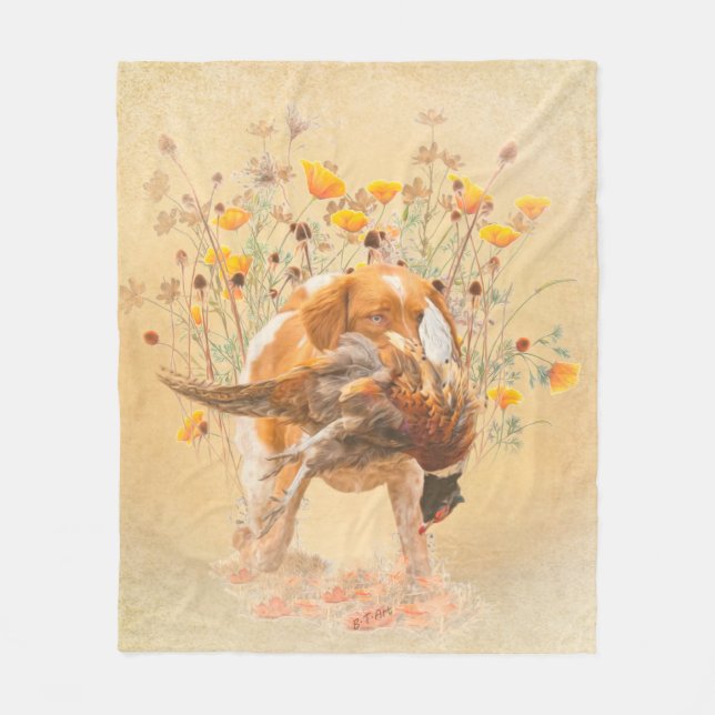 Cobertor De Velo Brittany Spaniel, caçando café faisão Mug T-Sh (Frente)
