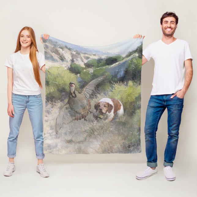 Cobertor De Velo Brittany Spaniel caçando partucho chukar, Art (In Situ)