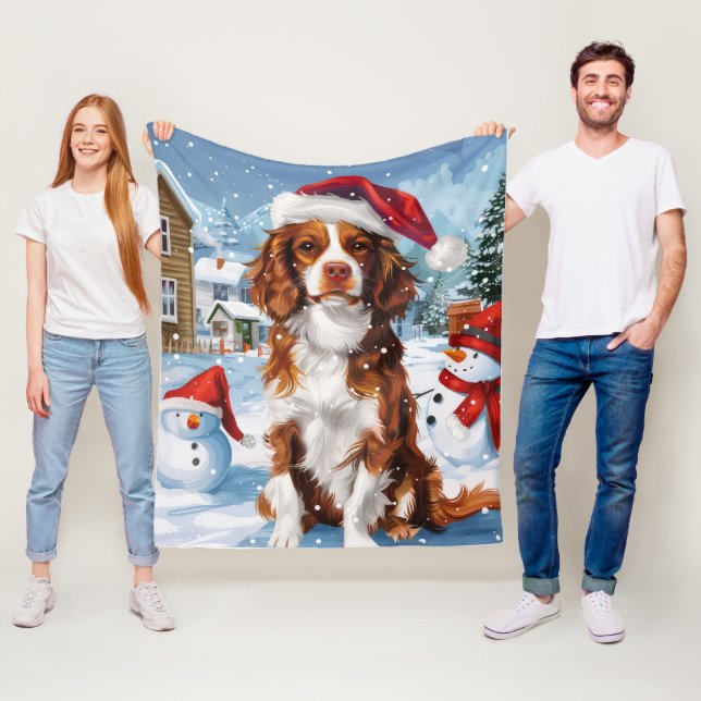Cobertor De Velo Brittany Spaniel Dog Winter Wonderland Natal (In Situ)