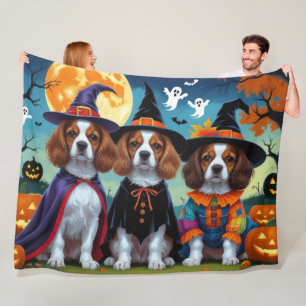 Cobertor De Velo Brittany Spaniel Dogs Pumpkin Halloween Engraçado