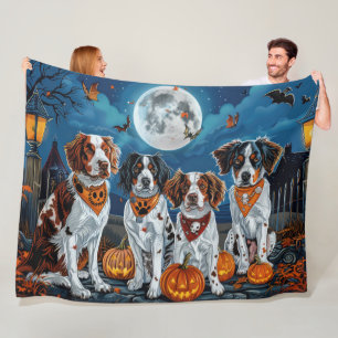 Cobertor De Velo Brittany Spaniel Halloween Spooky