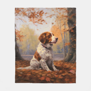 Cobertor De Velo Brittany Spaniel no Outono Folhas Caídas Inspiram
