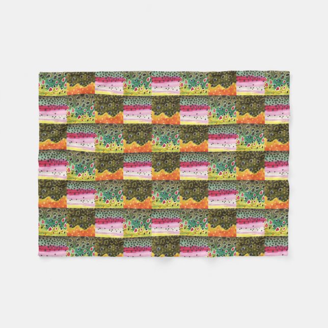 Cobertor De Velo Brook, Rainbow, Brown Trout Fish (Frente (Horizontal))