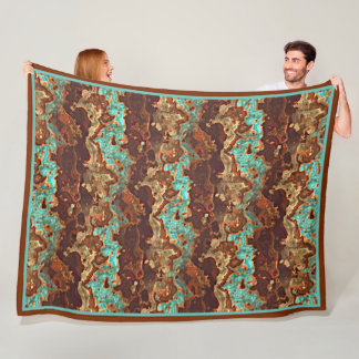 Cobertor De Velo Brown Aqua Turquoise Green Geode Art