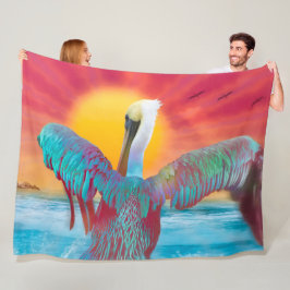 Cobertor De Velo Brown Pelican ISLAND SUNSET