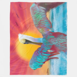 Cobertor De Velo Brown Pelican ISLAND SUNSET