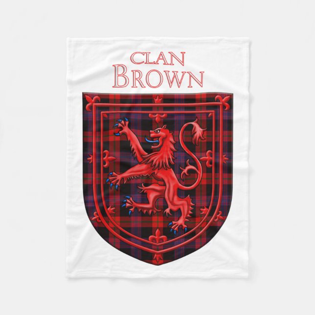 Cobertor De Velo Brown Tartan Scottish Xadrez Lion Rampant (Frente)