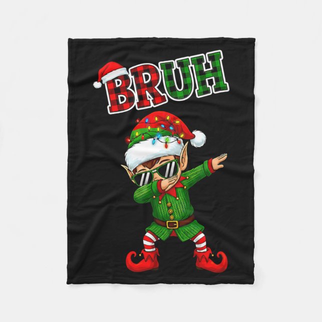 Cobertor De Velo Bruh Dabbing Elf Funny Kids Years Pajamas Christma (Frente)