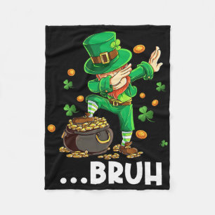 Cobertor De Velo Bruh Dabbing Leprechaun Dia de São Patrício Piada