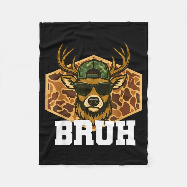 Cobertor De Velo Bruh Deer Funny Deer Hunting Camo Hat Youth Teens  (Frente)
