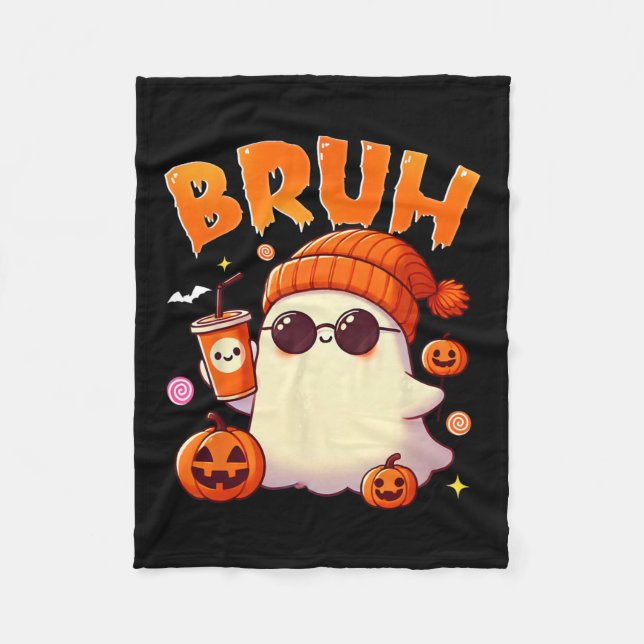Cobertor De Velo Bruh Ghost Halloween - Truque De Fantasma Ou De Tr (Frente)