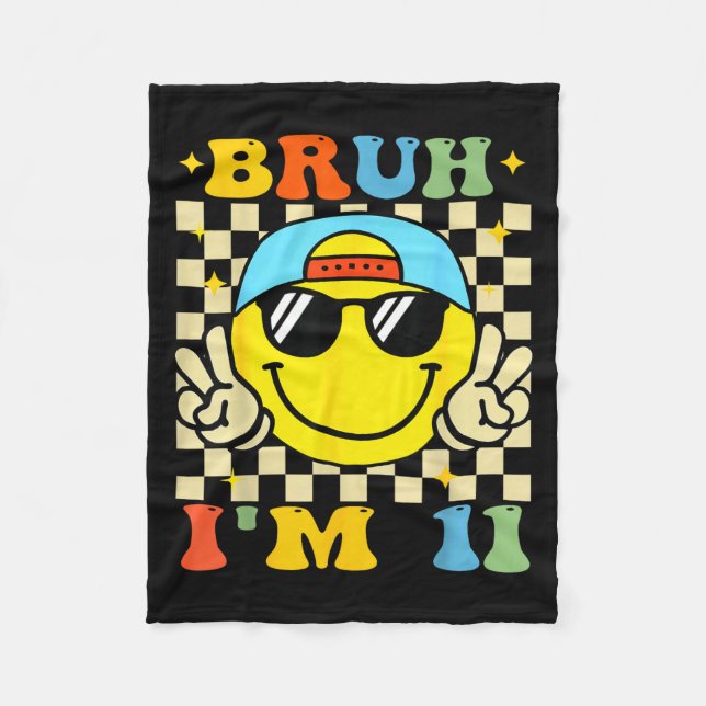 Cobertor De Velo Bruh I'm 11 Years Old Blue Birthday Boys 11th Birt (Frente)