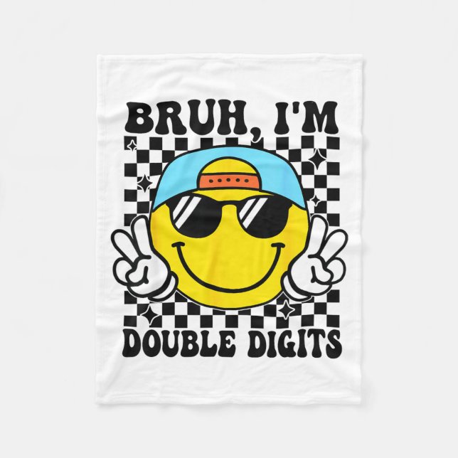 Cobertor De Velo Bruh I'm Double Digits 10 Year Old Boy Birthday 10 (Frente)