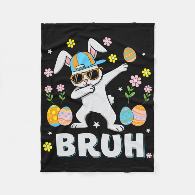Cobertor De Velo Bruh Memória Dia da Páscoa Engraçado Dabbing Bunny (Frente)